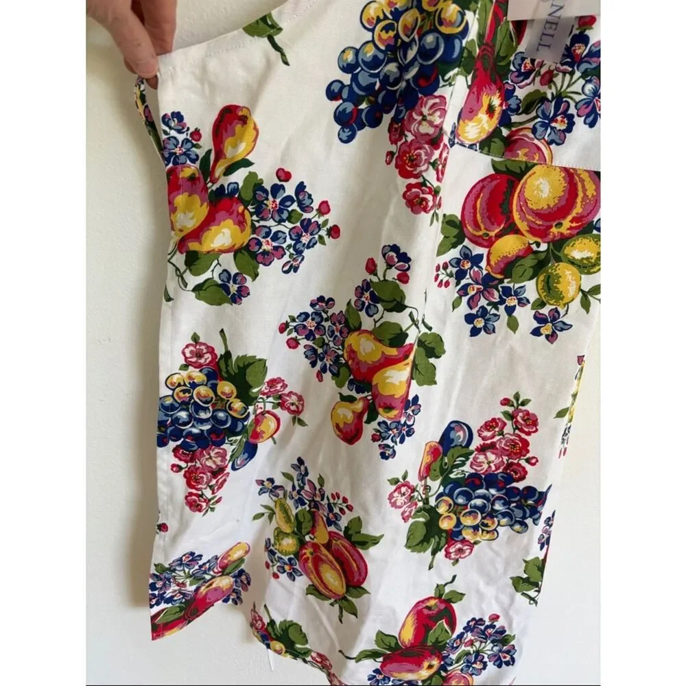 NWT April Cornell Full Apron Fruit Floral Print 100% Cotton
